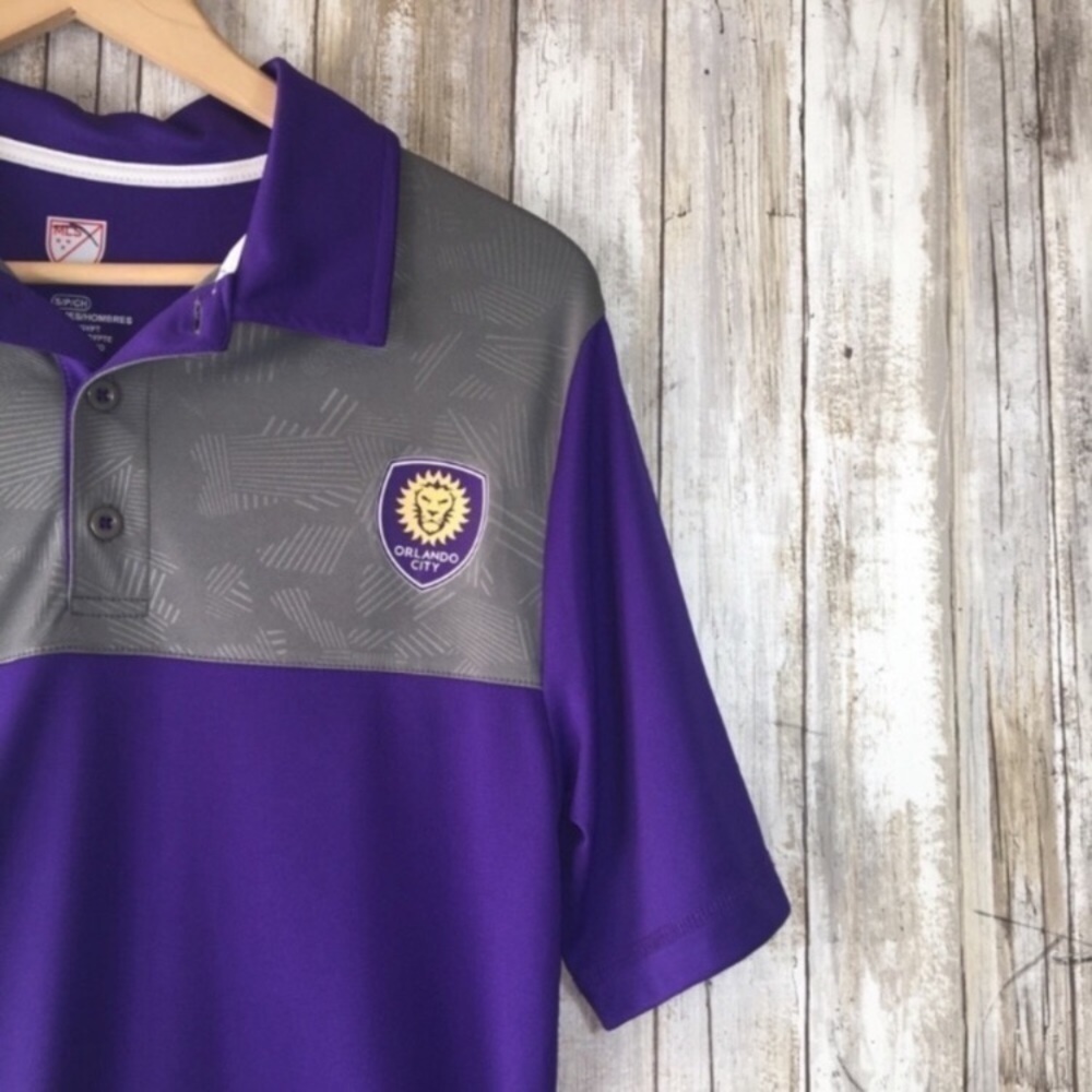 Orlando City SC MLS Polo Shirt Purple Gray Athletic Soccer Men’s Small - Picture 3 of 5